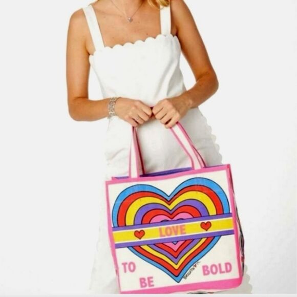 NWT Brighton Rainbow Bright Canvas Tote Bag Love To Be Bold Beach Summer - Picture 4 of 12